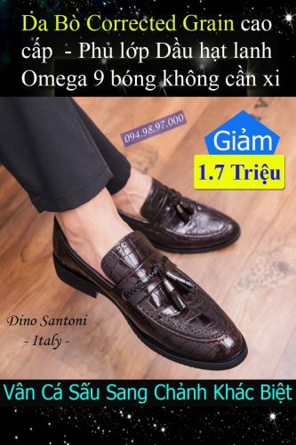 Giày lười dập vân cá sấu trẻ trung LZ072 NÂU