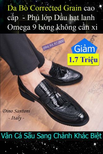 Giày lười dập vân cá sấu trẻ trung LZ072 ĐEN