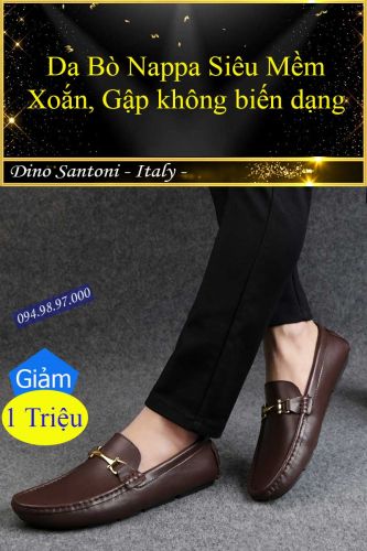 Giày lười nam da bò trẻ trung sành điệu LZ077 Nâu